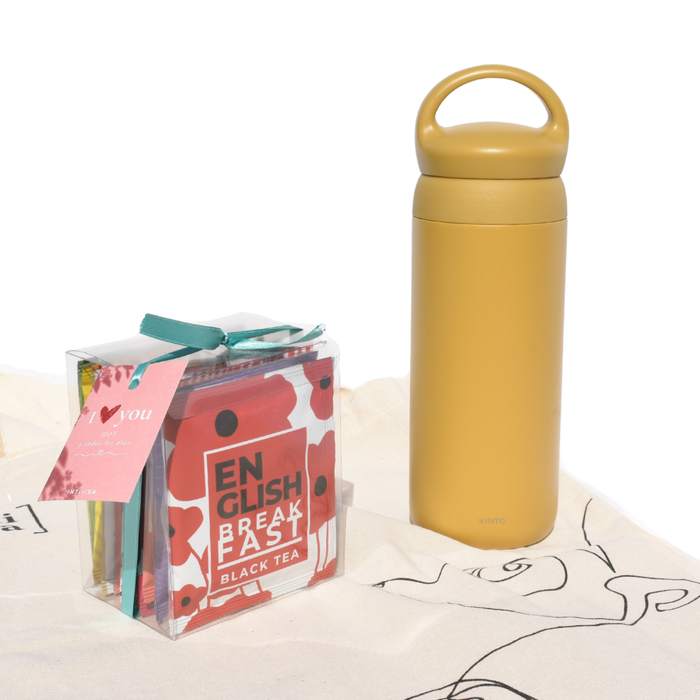 Tea Time To Go | Termo KINTO Day Off Tumbler + 12 pirámides + Tote bag
