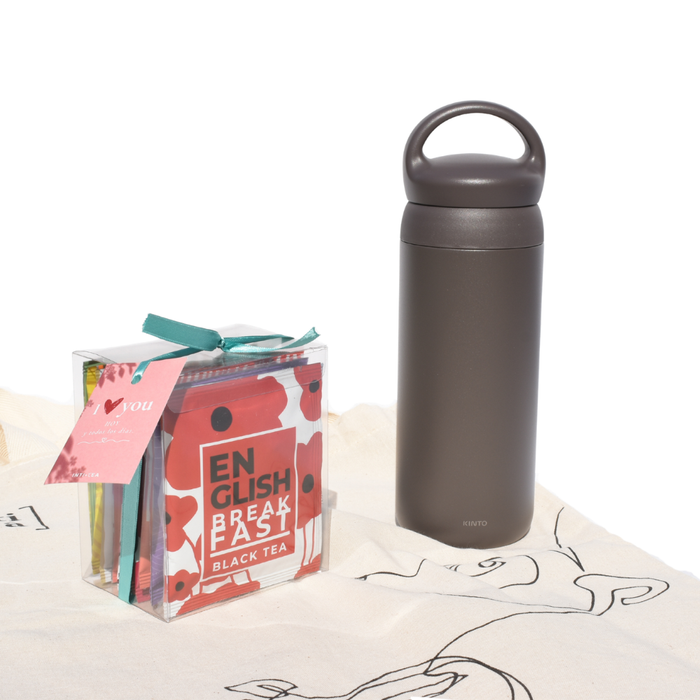 Tea Time To Go | Termo KINTO Day Off Tumbler + 12 pirámides + Tote bag
