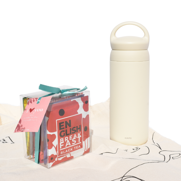 Tea Time To Go | Termo KINTO Day Off Tumbler + 12 pirámides + Tote bag