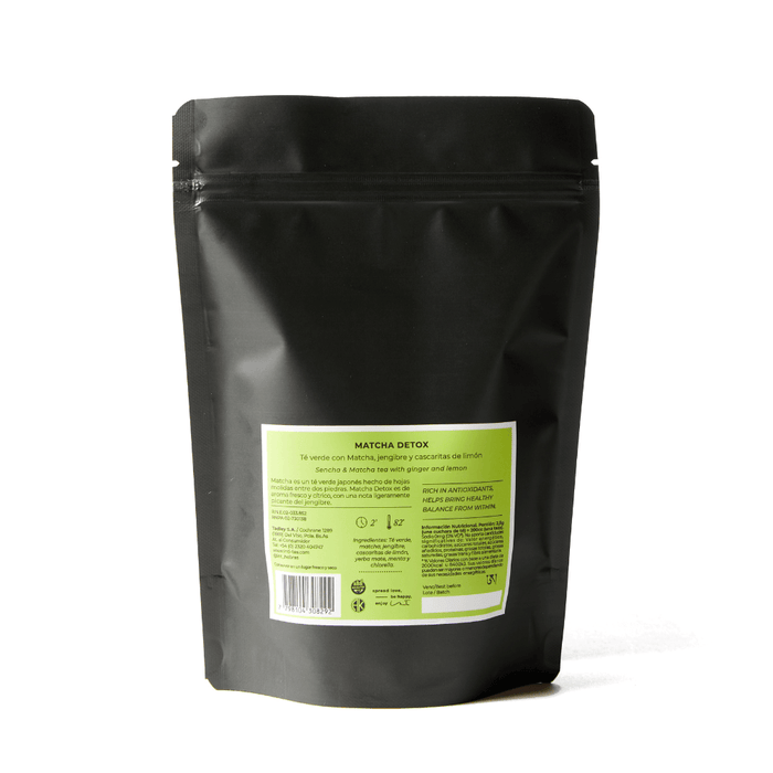Matcha Detox - Té Verde con Matcha, Jengibre y Cascaritas de Limón - doypack 62gr - hebras - atrás