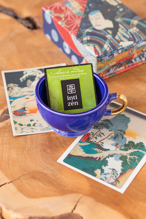 Silencio Andino - taza - Té verde Oriental con Cedrón y cáscaras de Naranja