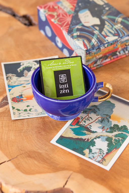 Silencio Andino - taza - Té verde Oriental con Cedrón y cáscaras de Naranja