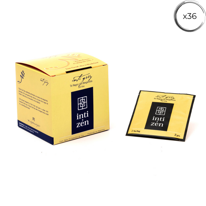 Inti Grey - 36 saquitos - Té Negro de Ceylon con esencia pura de bergamota - Earl Grey