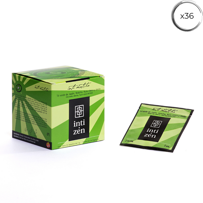 Inti Matcha - 36 saquitos - Té verde de Japón, Matcha, Yuzu cítrico y limón.