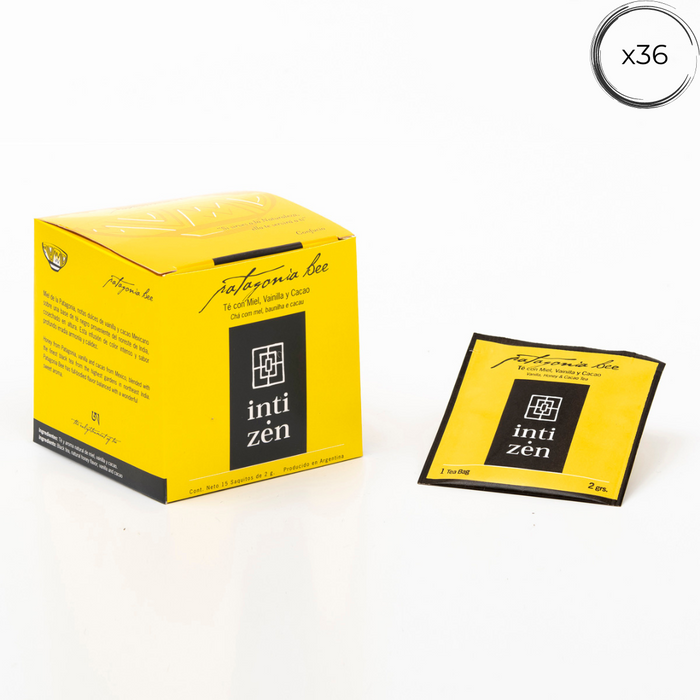 Patagonia Bee - 36 saquitos - Té negro con Miel, Vainilla y Cacao